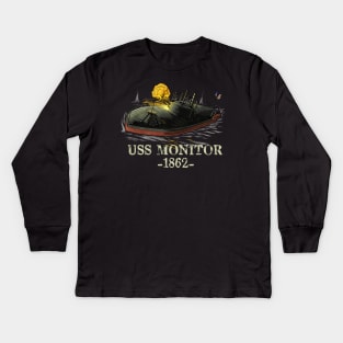 Naval History American Civil War USS Monitor Ironclad Ship Kids Long Sleeve T-Shirt